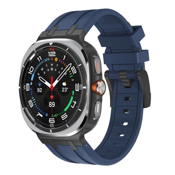 For Samsung Galaxy Watch Ultra 47mm AP Series Liquid Silicone Watch Band(Black Blue)