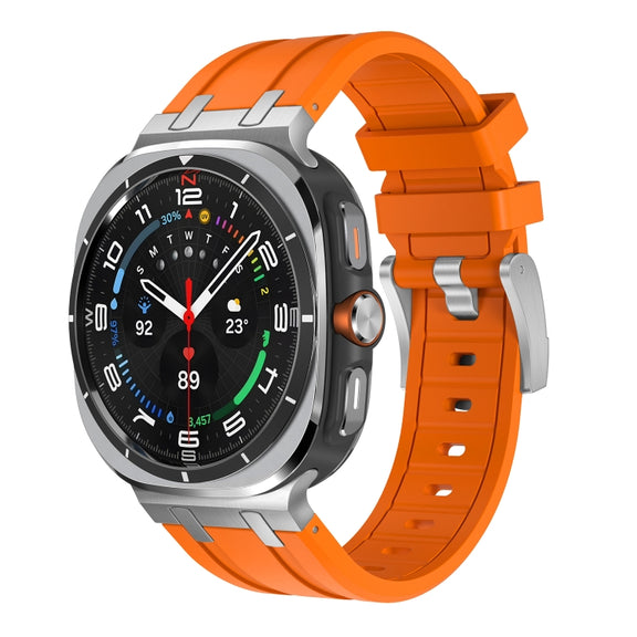 For Samsung Galaxy Watch Ultra 47mm AP Series Liquid Silicone Watch Band(Silver Orange)