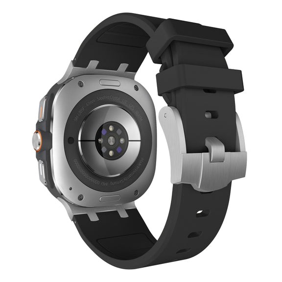 For Samsung Galaxy Watch Ultra 47mm AP Series Liquid Silicone Watch Band(Silver Black)