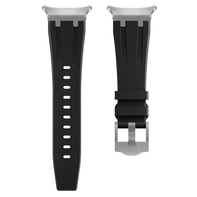For Samsung Galaxy Watch Ultra 47mm AP Series Liquid Silicone Watch Band(Silver Black)
