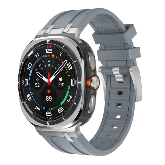 For Samsung Galaxy Watch Ultra 47mm AP Series Liquid Silicone Watch Band(Silver Grey)