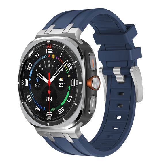 For Samsung Galaxy Watch Ultra 47mm AP Series Liquid Silicone Watch Band(Silver Blue)