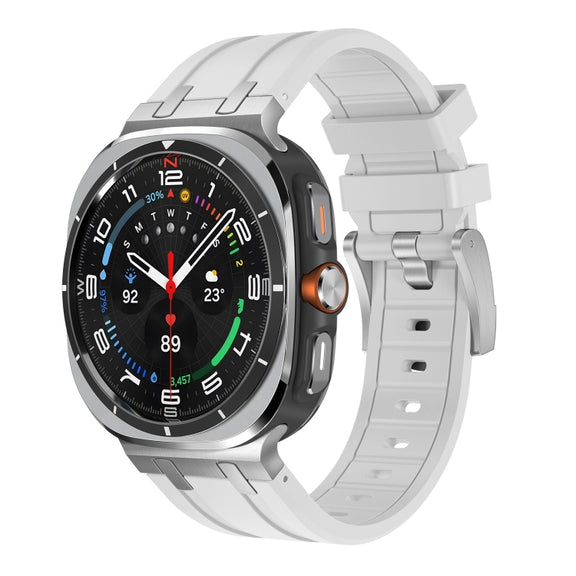 For Samsung Galaxy Watch Ultra 47mm AP Series Liquid Silicone Watch Band(Silver White)