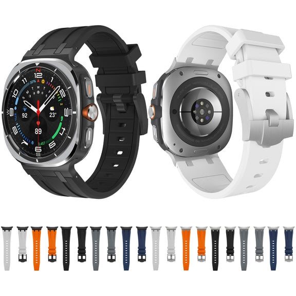 For Samsung Galaxy Watch Ultra 47mm AP Series Liquid Silicone Watch Band(Silver Black)