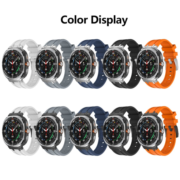 For Samsung Galaxy Watch Ultra 47mm AP Series Liquid Silicone Watch Band(Silver Black)