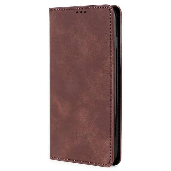 For Samsung Galaxy S25 5G Skin Feel Magnetic Leather Phone Case(Dark Brown)