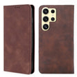 For Samsung Galaxy S25 Ultra 5G Skin Feel Magnetic Leather Phone Case(Dark Brown) - free shipping - PMC Jewellery - Order now!