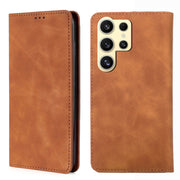 For Samsung Galaxy S25 Ultra 5G Skin Feel Magnetic Leather Phone Case(Light Brown)