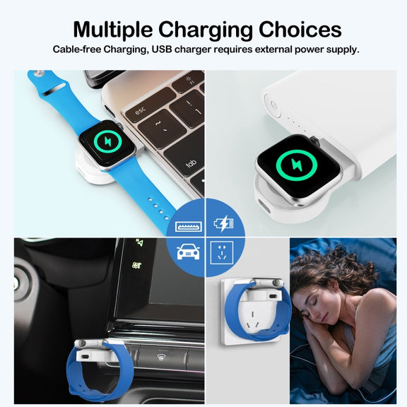 For Apple Watch Series A15 Portable Wireless Charger, Support Card Reader(White)