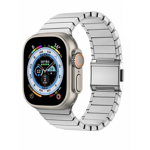 For Apple Watch 46mm / 49mm / 45mm / 44mm Bamboo Norman Buckle Titanium Alloy Watch Band(Silver)