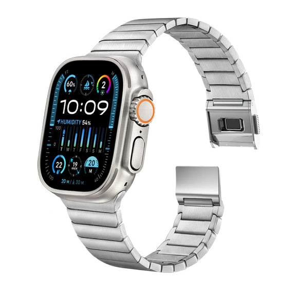 For Apple Watch 42mm / 41mm / 40mm / 38mm Bamboo Norman Buckle Titanium Alloy Watch Band(Silver)