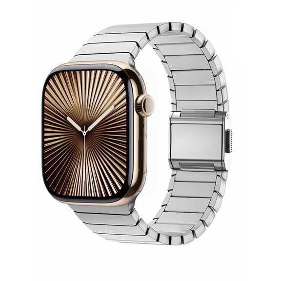 For Apple Watch 42mm / 41mm / 40mm / 38mm Bamboo Norman Buckle Titanium Alloy Watch Band(Silver)