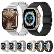 For Apple Watch 46mm / 49mm / 45mm / 44mm Bamboo Norman Buckle Stainless Steel Watch Band(Natural)
