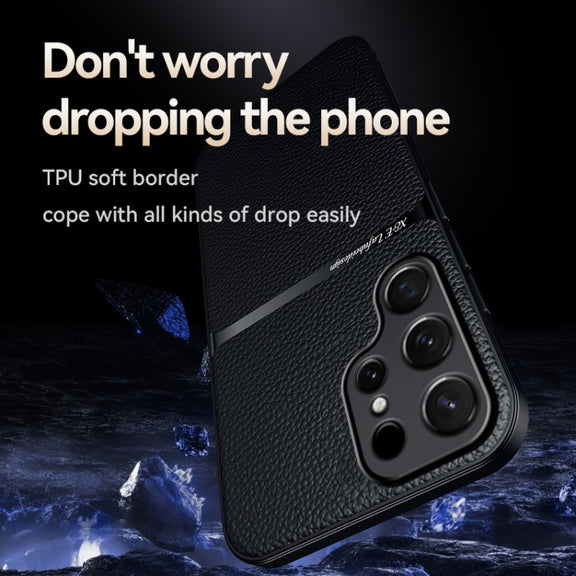 For Samsung Galaxy S25 Ultra 5G Litchi Leather Magnetic Full Coverage Shockproof Phone Case(Yellow)