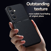 For Samsung Galaxy S25 5G Litchi Leather Magnetic Full Coverage Shockproof Phone Case(Black)
