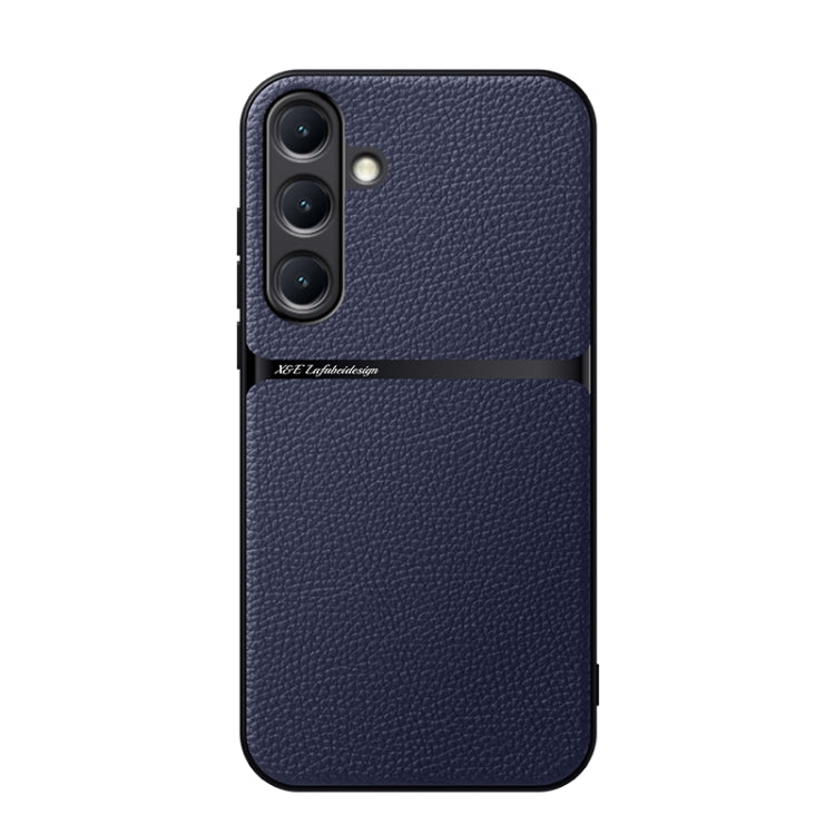 For Samsung Galaxy S25 5G Litchi Leather Magnetic Full Coverage Shockproof Phone Case(Navy Blue) - Galaxy S25 5G Cases by PMC Jewellery | Online Shopping South Africa | PMC Jewellery | Buy Now Pay Later Mobicred