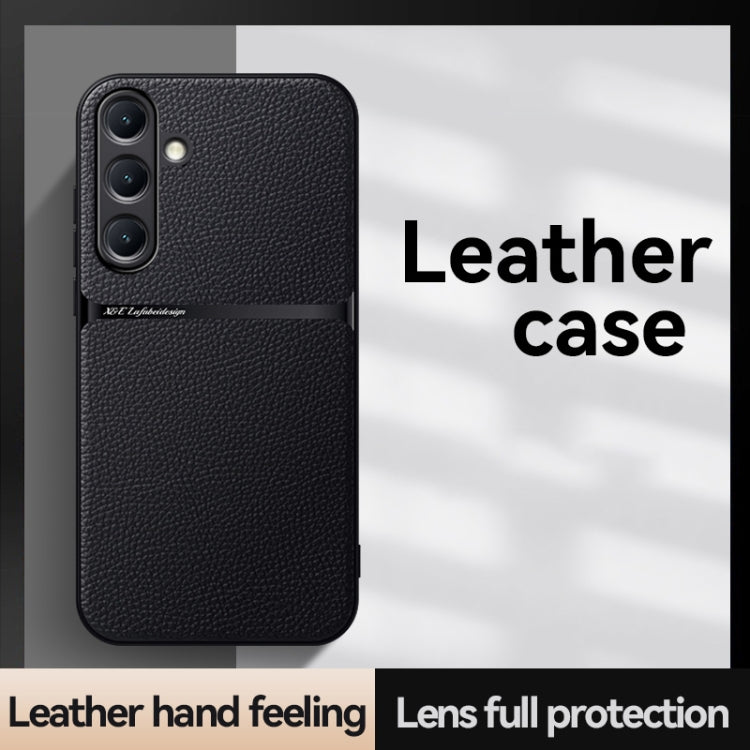 For Samsung Galaxy S25 5G Litchi Leather Magnetic Full Coverage Shockproof Phone Case(Navy Blue) - Galaxy S25 5G Cases by PMC Jewellery | Online Shopping South Africa | PMC Jewellery | Buy Now Pay Later Mobicred