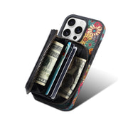 For iPhone 16 Pro Denior D23 MagSafe Detachable Zipper Wallet Holder Phone Case(Green)