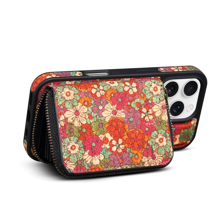 For iPhone 16 Denior D23 MagSafe Detachable Zipper Wallet Holder Phone Case(Red) - iPhone 16 Cases by Denior | Online Shopping South Africa | PMC Jewellery | Buy Now Pay Later Mobicred