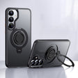 For Samsung Galaxy S25 5G Frosted MagSafe Phone Case with 360 Degree Rotating Holder(Black) - free shipping - PMC Jewellery - Order now!