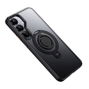 For Samsung Galaxy S25 5G Frosted MagSafe Phone Case with 360 Degree Rotating Holder(Black)