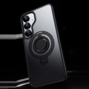 For Samsung Galaxy S25 5G Frosted MagSafe Phone Case with 360 Degree Rotating Holder(Black)