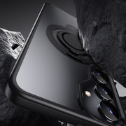 For Samsung Galaxy S25 5G Frosted MagSafe Phone Case with 360 Degree Rotating Holder(Black)