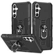 For Samsung Galaxy S25 5G Ring Holder Armor Hybrid Phone Case(Black)