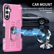 For Samsung Galaxy S25 5G Ring Holder Armor Hybrid Phone Case(Pink)