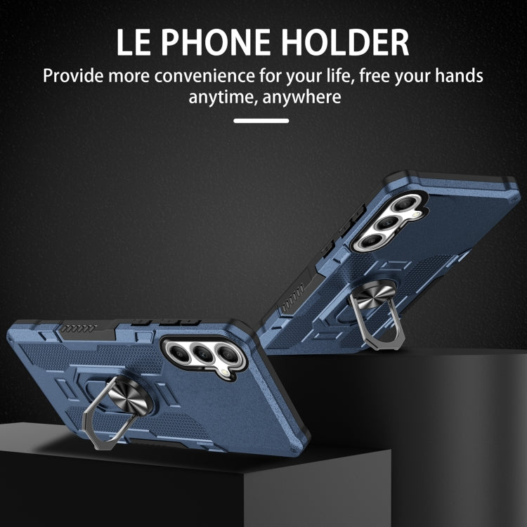 For Samsung Galaxy S25 5G Ring Holder Armor Hybrid Phone Case(Blue) - Galaxy S25 5G Cases by PMC Jewellery | Online Shopping South Africa | PMC Jewellery | Buy Now Pay Later Mobicred