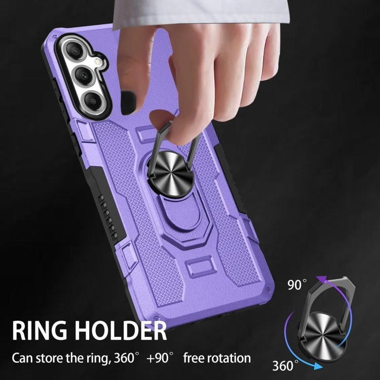 For Samsung Galaxy S25 5G Ring Holder Armor Hybrid Phone Case(Purple) - Galaxy S25 5G Cases by PMC Jewellery | Online Shopping South Africa | PMC Jewellery | Buy Now Pay Later Mobicred