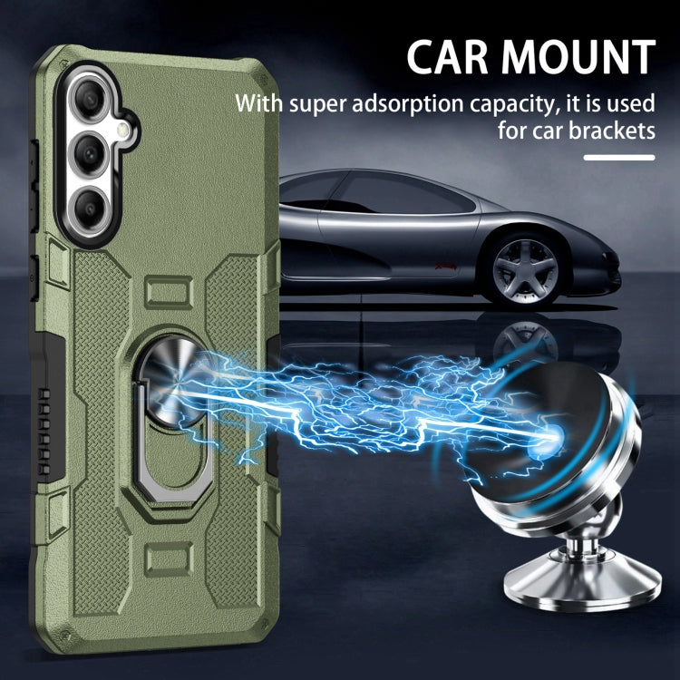 For Samsung Galaxy S25+ 5G Ring Holder Armor Hybrid Phone Case(Green) - Galaxy S25+ 5G Cases by PMC Jewellery | Online Shopping South Africa | PMC Jewellery | Buy Now Pay Later Mobicred