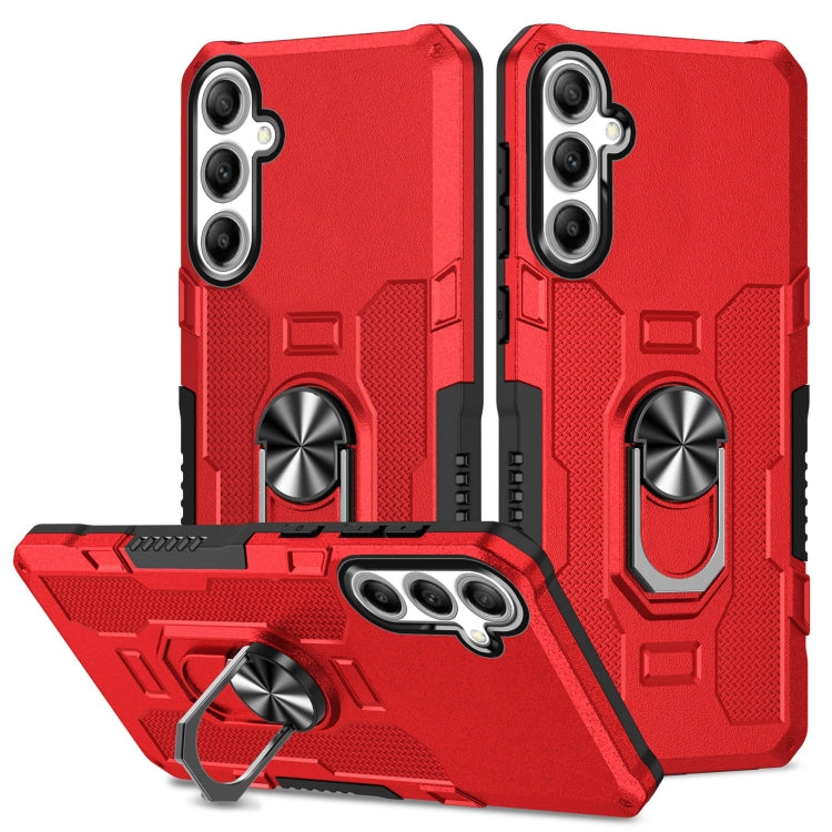 For Samsung Galaxy S25+ 5G Ring Holder Armor Hybrid Phone Case(Red) - Galaxy S25+ 5G Cases by PMC Jewellery | Online Shopping South Africa | PMC Jewellery | Buy Now Pay Later Mobicred