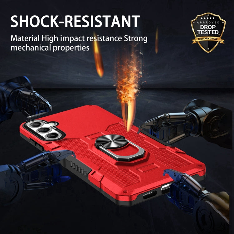 For Samsung Galaxy S25+ 5G Ring Holder Armor Hybrid Phone Case(Red) - Galaxy S25+ 5G Cases by PMC Jewellery | Online Shopping South Africa | PMC Jewellery | Buy Now Pay Later Mobicred