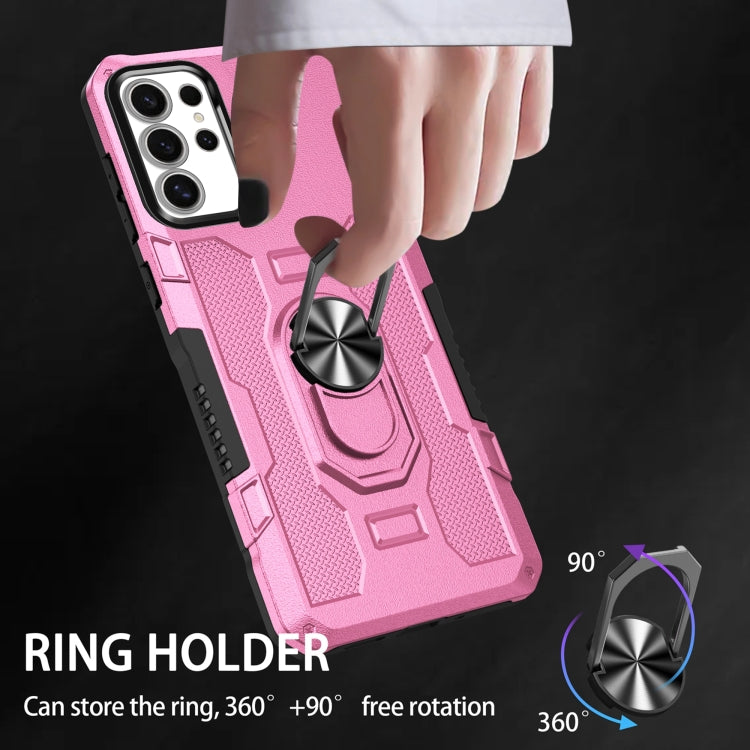 For Samsung Galaxy S25 Ultra 5G Ring Holder Armor Hybrid Phone Case(Pink) - Galaxy S25 Ultra 5G Cases by PMC Jewellery | Online Shopping South Africa | PMC Jewellery | Buy Now Pay Later Mobicred