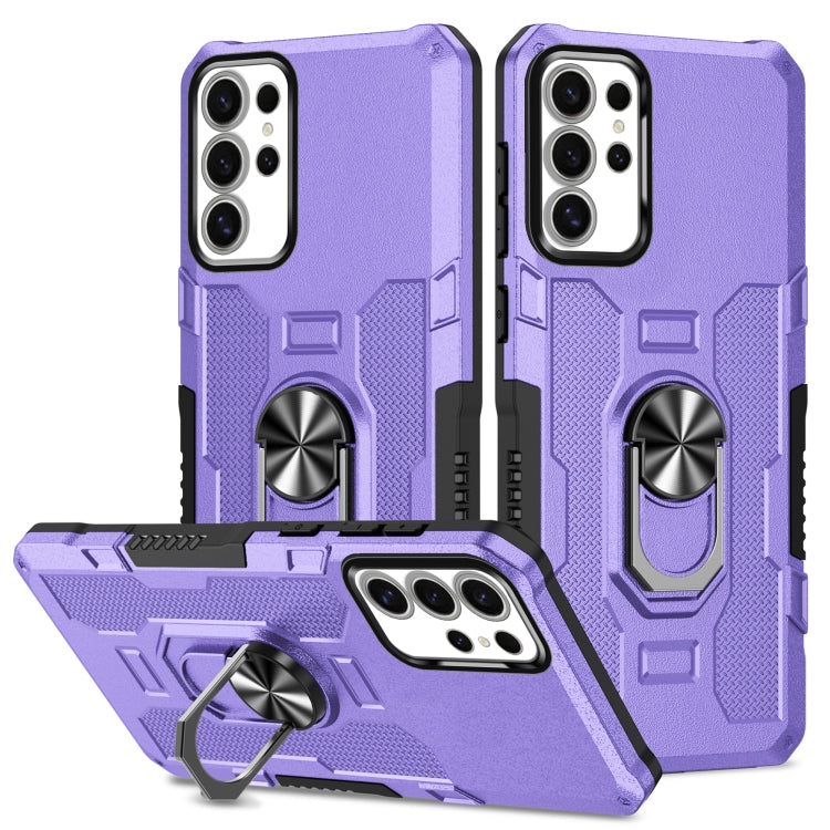 For Samsung Galaxy S25 Ultra 5G Ring Holder Armor Hybrid Phone Case(Purple) - free shipping - PMC Jewellery - Order now!