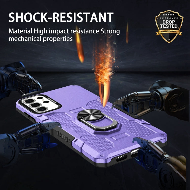 For Samsung Galaxy S25 Ultra 5G Ring Holder Armor Hybrid Phone Case(Purple) - free shipping - PMC Jewellery - Order now!