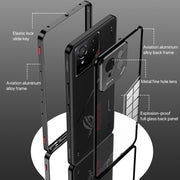 For  ASUS ROG Phone 9 Pro Snap Buckle Metal Frame Glass Back Panel Phone Case(Black)