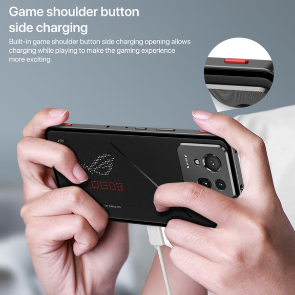 For  ASUS ROG Phone 9 Pro Snap Buckle Metal Frame Glass Back Panel Phone Case(Black)
