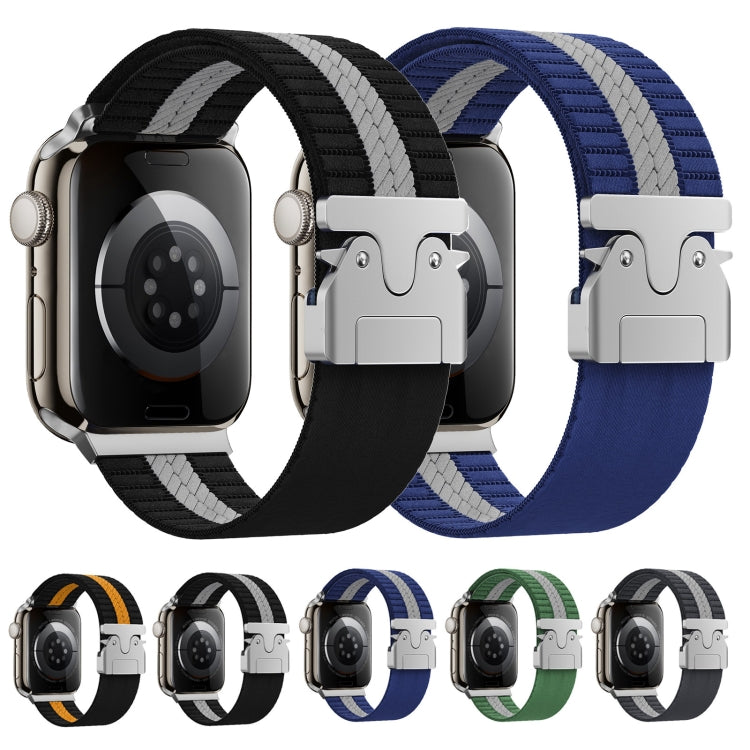 For Apple Watch 42mm / 41mm / 40mm / 38mm Parachute Buckle Braided Nylon Watch Band(Green White)