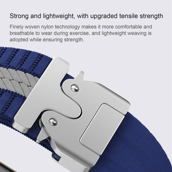For Apple Watch 42mm / 41mm / 40mm / 38mm Parachute Buckle Braided Nylon Watch Band(Blue White)