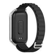 For Xiaomi Smart Band 9 Active / Redmi Band 3 Mijobs Metal Shell Nylon Watch Band(Black Silver)
