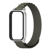 For Xiaomi Smart Band 9 Active / Redmi Band 3 Mijobs Metal Shell Nylon Watch Band(Army Green Silver)