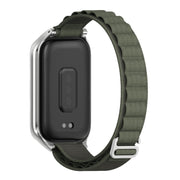 For Xiaomi Smart Band 9 Active / Redmi Band 3 Mijobs Metal Shell Nylon Watch Band(Army Green Silver)