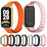 For Xiaomi Smart Band 9 Active / Redmi Band 3 Mijobs Metal Shell Nylon Watch Band(Black Silver)