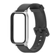 For Xiaomi Smart Band 9 Active / Redmi Band 3 Mijobs Metal Shell Silicone Watch Band(Black Silver)