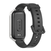 For Xiaomi Smart Band 9 Active / Redmi Band 3 Mijobs Metal Shell Silicone Watch Band(Black Silver)
