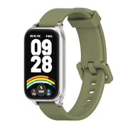 For Xiaomi Smart Band 9 Active / Redmi Band 3 Mijobs Metal Shell Silicone Watch Band(Army Green Silver)