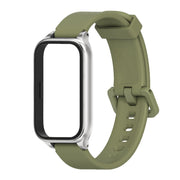 For Xiaomi Smart Band 9 Active / Redmi Band 3 Mijobs Metal Shell Silicone Watch Band(Army Green Silver)
