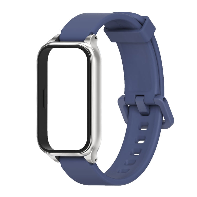 For Xiaomi Smart Band 9 Active / Redmi Band 3 Mijobs Metal Shell Silicone Watch Band(Midnight Blue Silver) - free shipping - PMc TechLife - Order now!